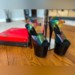 8” Rainbow Strappy Pleaser Heels